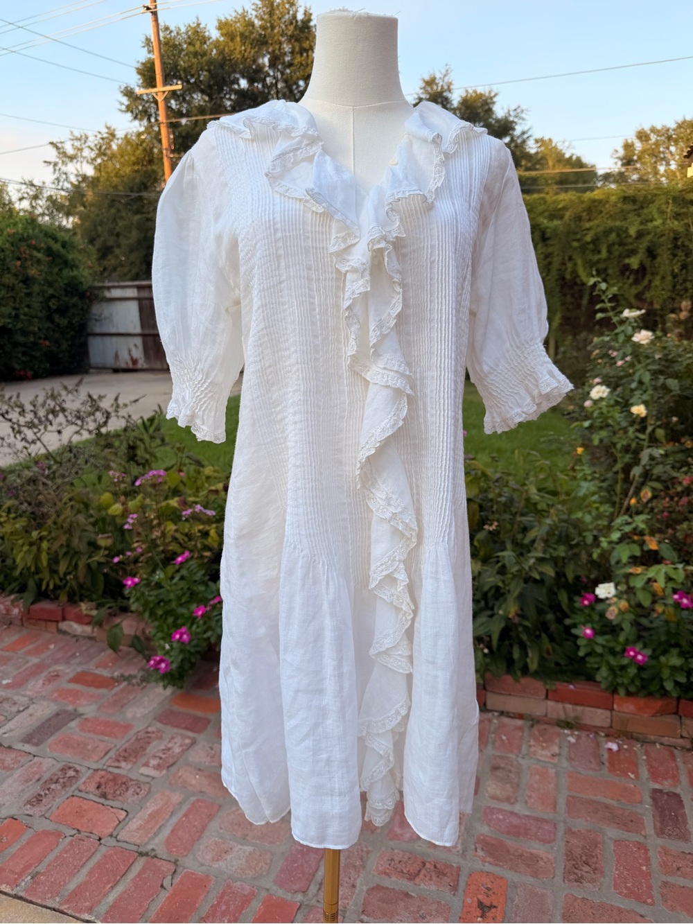 Doen Piper White Ruffled Mini Dress Size M